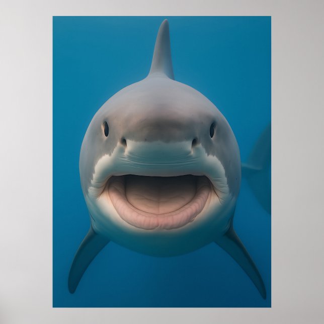 Funny Toothless Great White Shark Wall Art (Front)