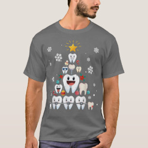 Funny Tooths Christmas Tree Dental Assistants Hygi T-Shirt