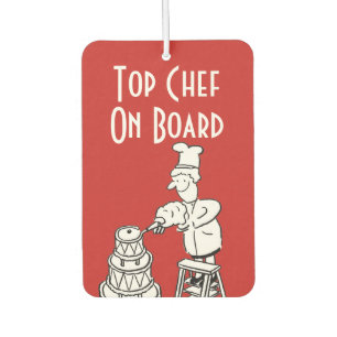 Funny Top Chef Cartoon Car Air Freshener