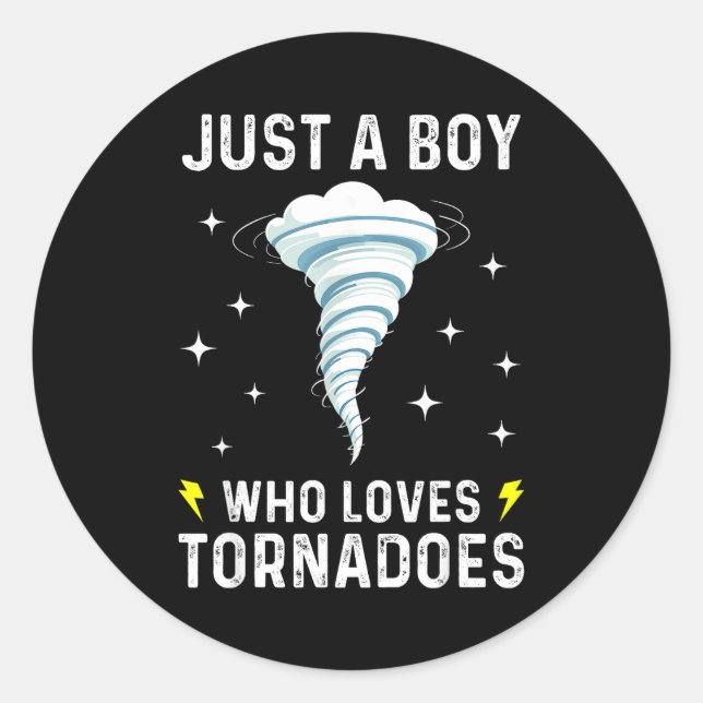 Funny Tornado Gift For Boys Kids Hurricane Weather Classic Round Sticker (Front)