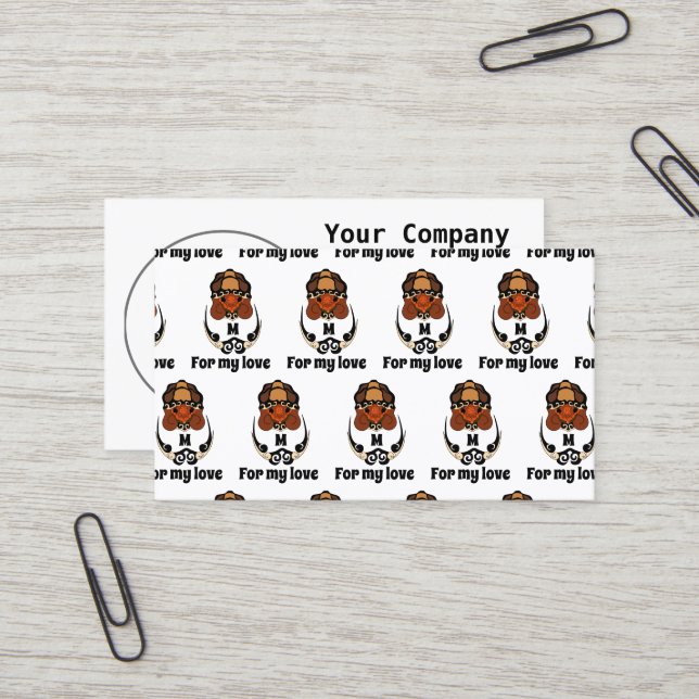 Funny Tortoise Chilling Monogram Business Card (Front/Back In Situ)