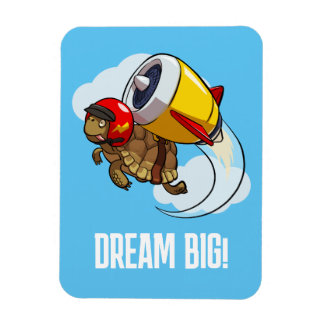 Funny Tortoise Dream Big! Motivational Jet Cartoon Magnet