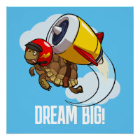 Funny Tortoise Dream Big! Motivational Jet Cartoon