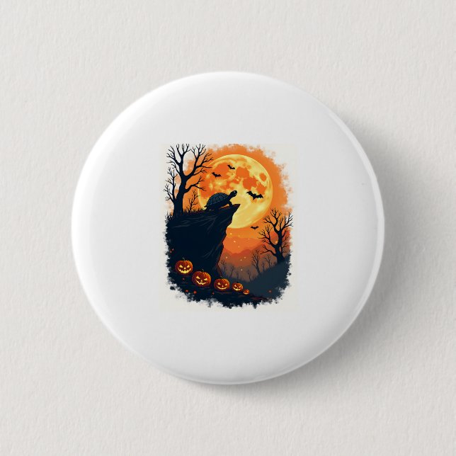 Funny Tortoise Halloween Silhouette Spooky Tortois 6 Cm Round Badge (Front)