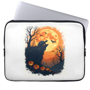 Funny Tortoise Halloween Silhouette Spooky Tortois Laptop Sleeve