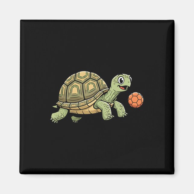 Funny Tortoise Playing Soccer With Orange Ll  Magnet (Front)