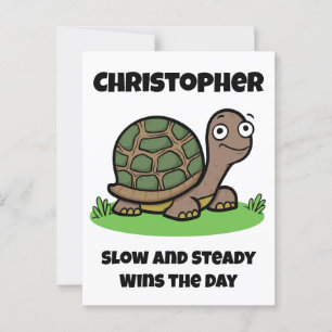 Funny Tortoise Slow And Steady Custom Name Postcard