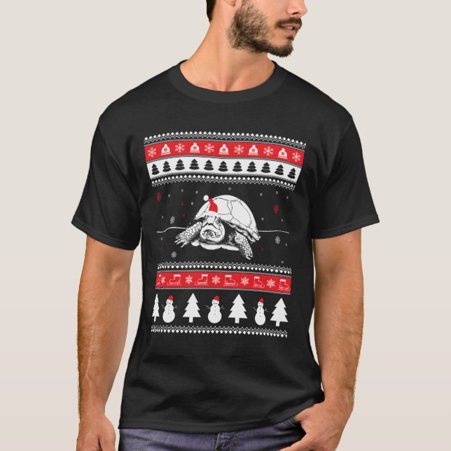 Funny Tortoise Ugly Christmas T-Shirt (Front)