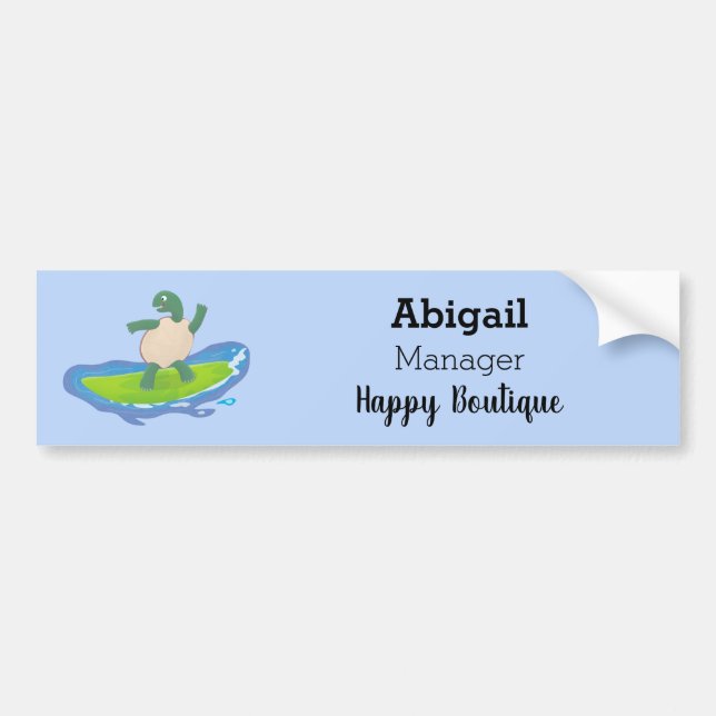 Funny tortoise wave surfing cartoon bumper sticker (Front)