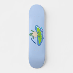 Funny tortoise wave surfing cartoon skateboard
