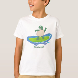 Funny tortoise wave surfing cartoon T-Shirt