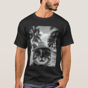 Funny Tortoiseshell Cat Selfie Cat Summer Vacation T-Shirt