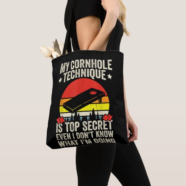 Funny Toss Game Cornhole  Tote Bag (Close Up)