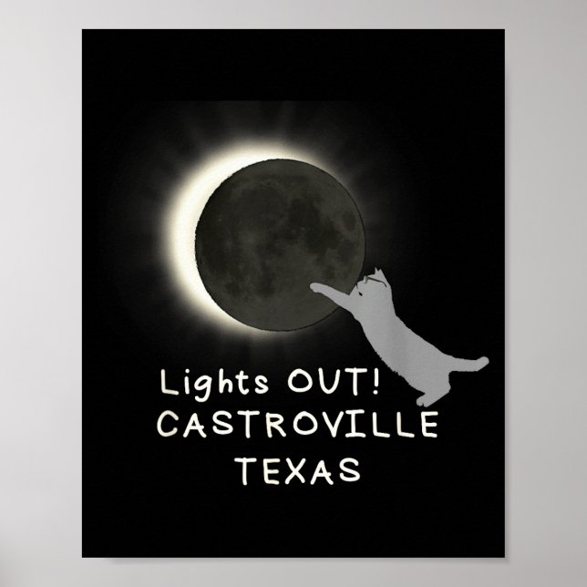Funny Total Solar Eclipse Cat Castroville Poster (Front)
