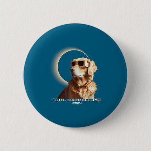 Funny Total Solar Eclipse Golden Retriever 6 Cm Round Badge
