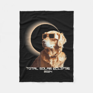 Funny Total Solar Eclipse Golden Retriever Fleece Blanket
