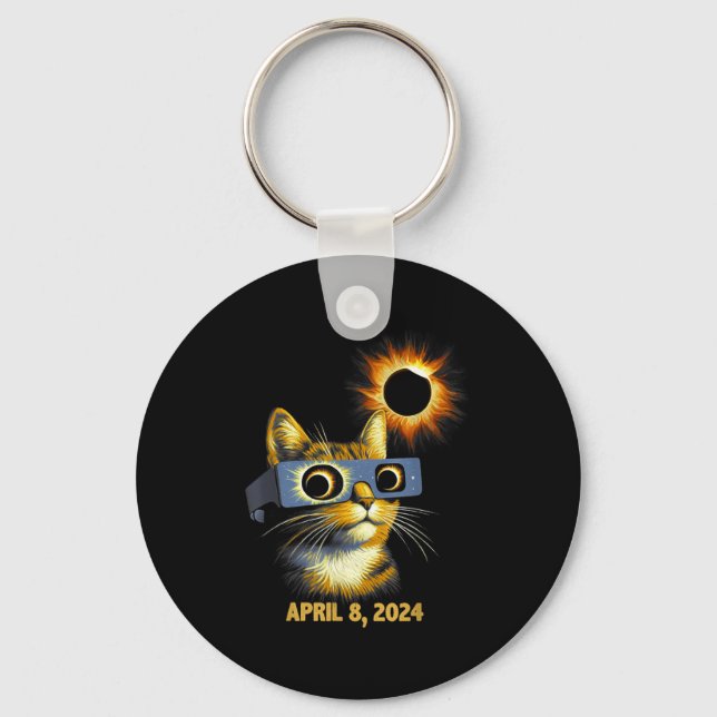 Funny Total Solar Eclipse Totality Sunglasses Key Ring (Front)