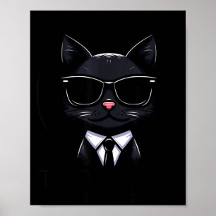 Funny Totality Solar Eclipse Cat Sunglasses Poster