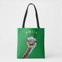 Funny Tote Bag Happy Ostrich Custom Colour and Tex