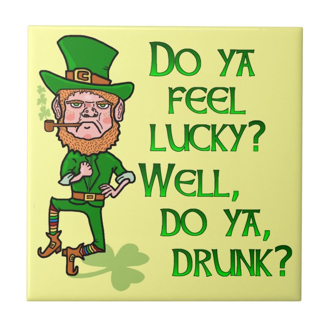 Funny Tough Lucky Drunk Leprechaun Tile (Front)