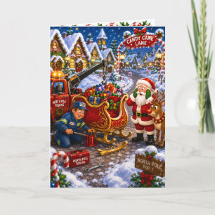 Funny Tow Truck Company Christmas Corporate Holiday Card