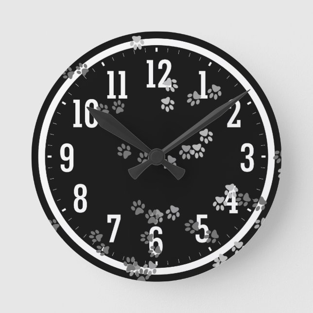 Funny traces of dog feet Wall Clock (Front)