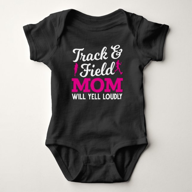 Funny Track and Field Mother Running Kids Baby Bodysuit (Front)