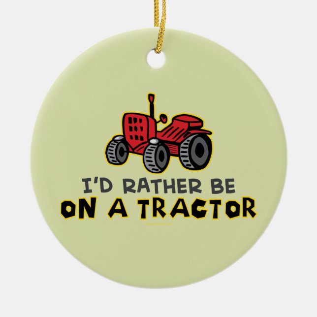 Funny Tractor Ceramic Tree Decoration (Front)
