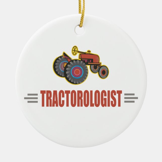 Funny Tractor Ceramic Tree Decoration (Front)