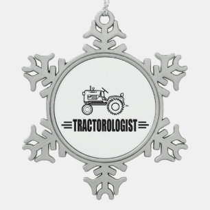 Funny Tractor Lover Snowflake Pewter Christmas Ornament