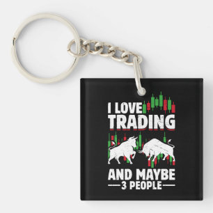 Funny Trading Quote Bull & Candlestick Daytrading  Key Ring