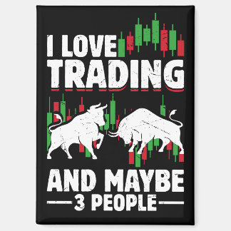 Funny Trading Quote Bull & Candlestick Daytrading Magnet