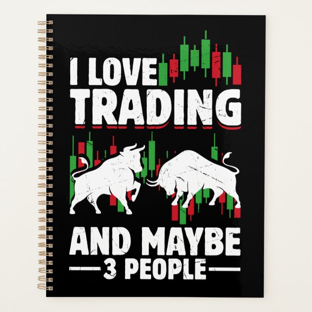 Funny Trading Quote Bull & Candlestick Daytrading  Planner (Front)