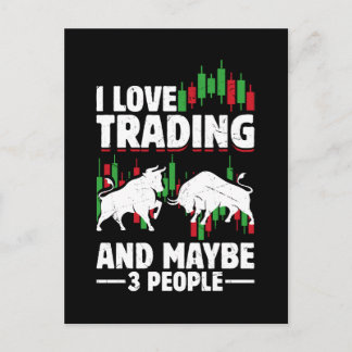 Funny Trading Quote Bull & Candlestick Daytrading Postcard