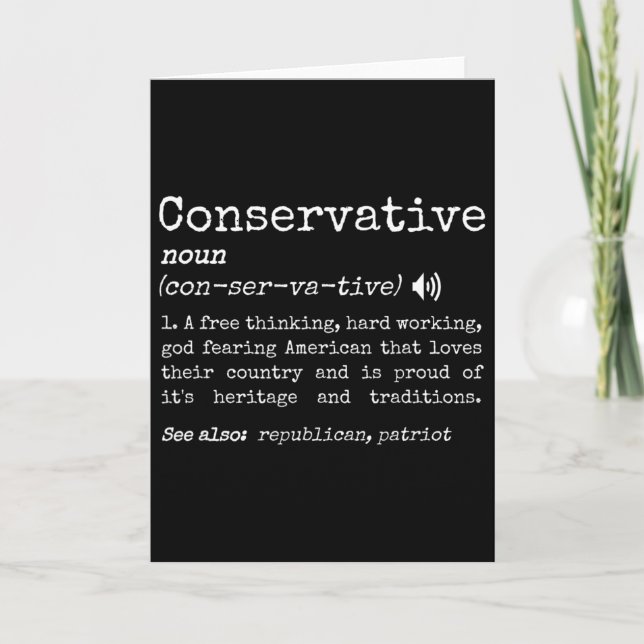 Funny Traditional Conservative Definition Pro Free Card (Front)