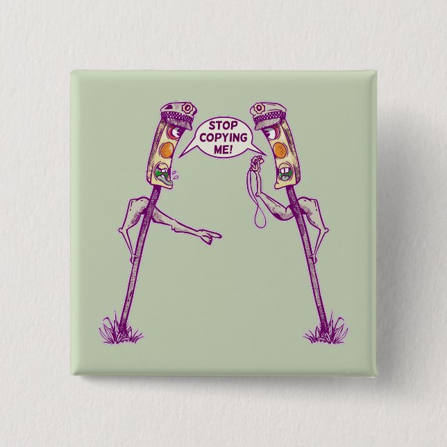 Funny traffic lights 15 cm square badge (Front)