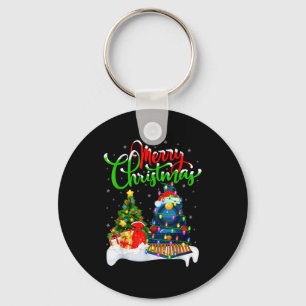 Funny Train Lover Xmas Lighting Santa Train Christ Key Ring