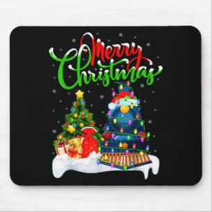 Funny Train Lover Xmas Lighting Santa Train Christ Mouse Pad
