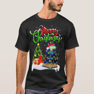 Funny Train Lover Xmas Lighting Santa Train Christ T-Shirt