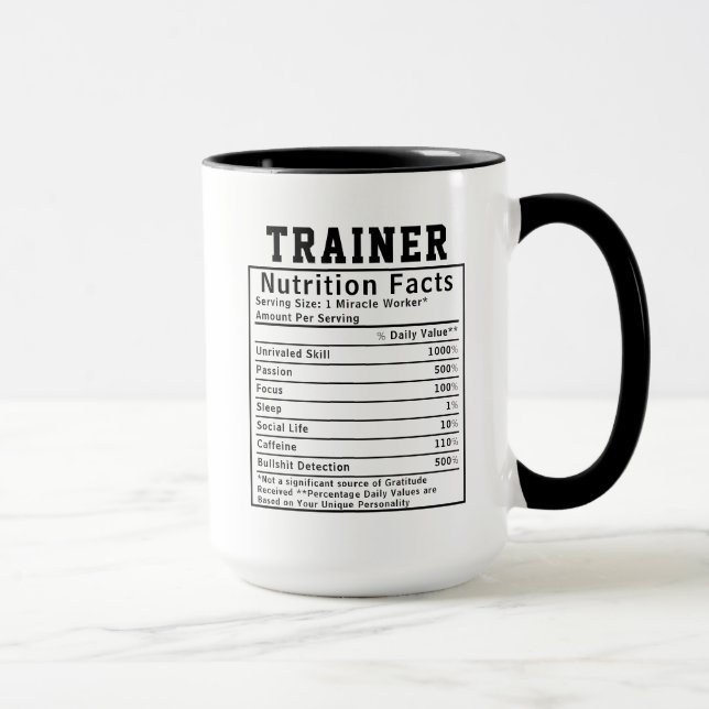 Funny Trainer Nutrition Facts Gift For Fitness Mug (Right)