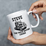 Funny Transport Semi Truck Driver Custom Name Coffee Mug<br><div class="desc">"Add a Name" The Truck Driving Legend!! A great gift for the truck driver in your life who spends a lot of time on the roads driving a big rig. Elevate your coffee-drinking experience with a touch of humour and a whole lot of personalisation. "ADD NAME" The Trucking Legend coffee...</div>