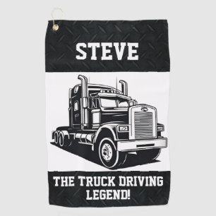 Funny Transport Semi Truck Driver Custom Name Golf Towel