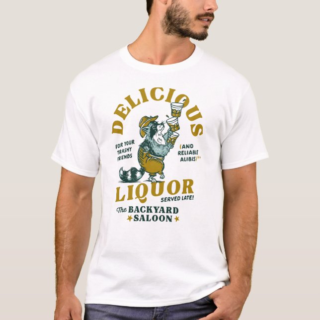 Funny Trash Panda Racoon Alcohol Drinking Party T-Shirt (Front)