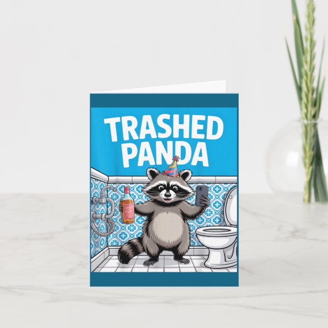 Funny Trashed Panda Raccoon Gets Drunk 1ff512797a7 Card (Front)