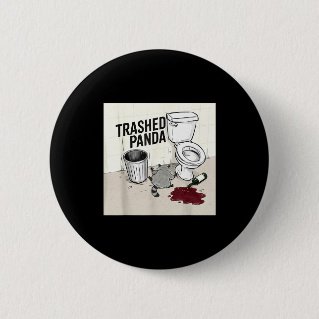 Funny Trashed Panda Racoon Gets Drunk  6 Cm Round Badge (Front)