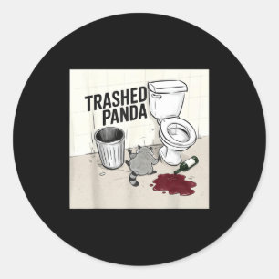 Funny Trashed Panda Racoon Gets Drunk Classic Round Sticker
