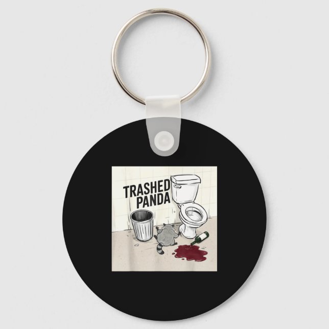 Funny Trashed Panda Racoon Gets Drunk  Key Ring (Front)