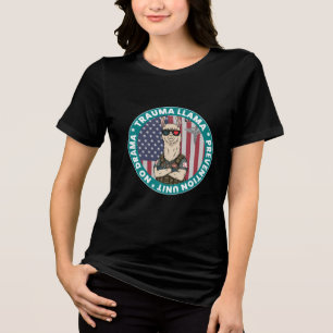 Funny Trauma Llama Prevention Unit Medical T-Shirt Tri-Blend Shirt