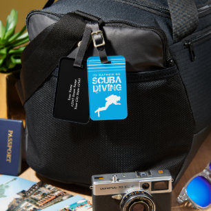 Funny travel luggage tag for scuba diver