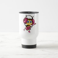 Funny Travel Mug with Guitar Player Bee